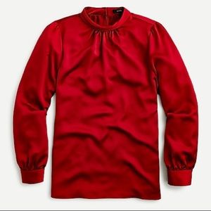 J CREW Pleated Mockneck Blouse